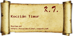 Koczián Timur névjegykártya